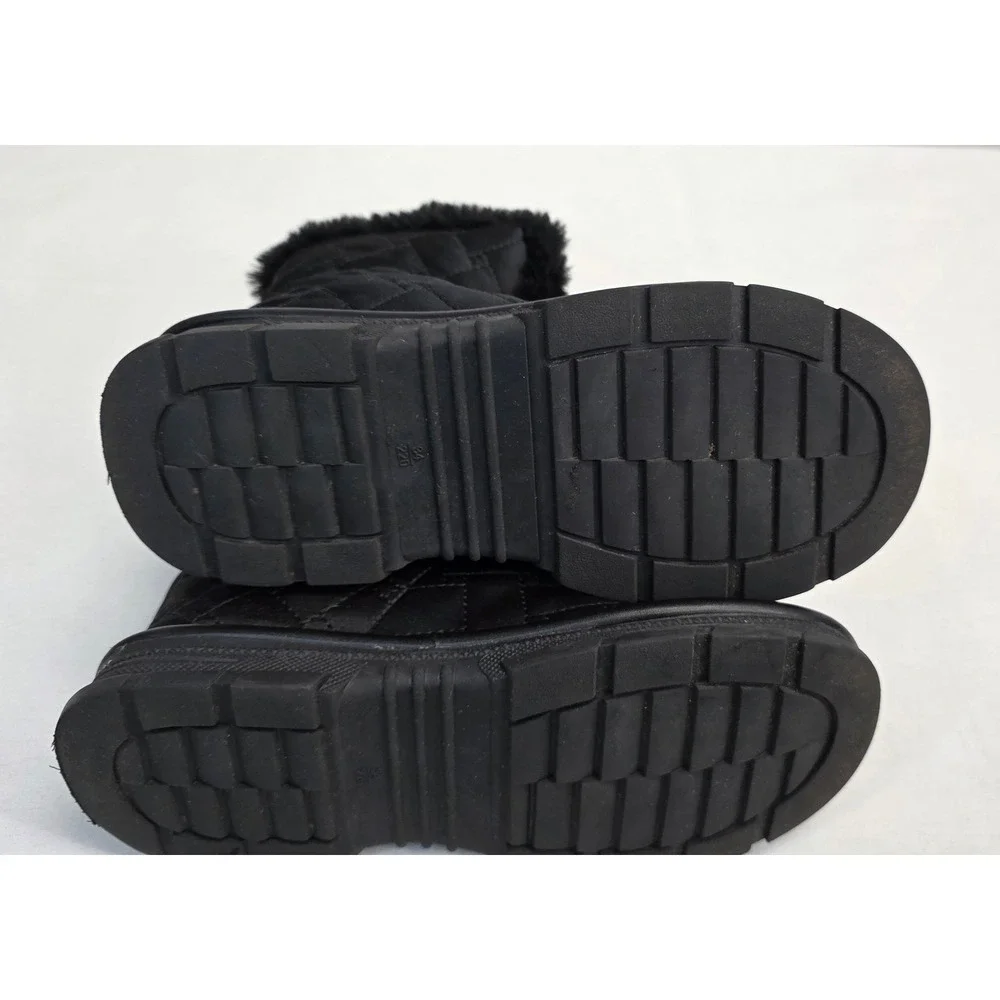 Kurt Geiger Mini Orson Puffer Bootie Black Quilted Faux Fur Winter Boots Kids 34